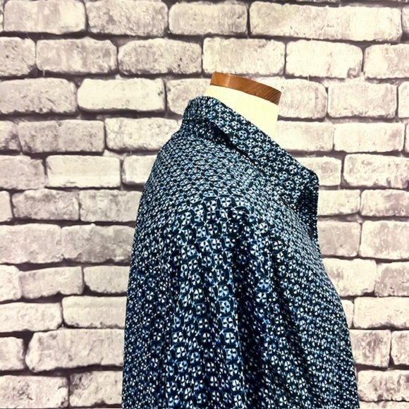 Michael Kors Blue & White Long Sleeve Blouse Size L - Picture 8 of 9